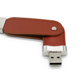 Clé usb Etui rotatif similicuir brun