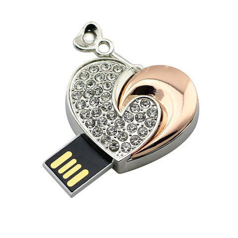 Clé usb Coeur strass acier rose